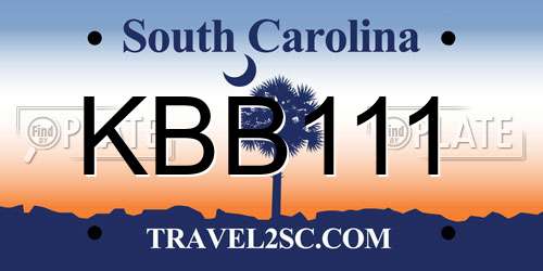KBB111 South Carolina License Plate