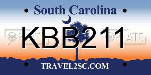 KBB211 South Carolina License Plate