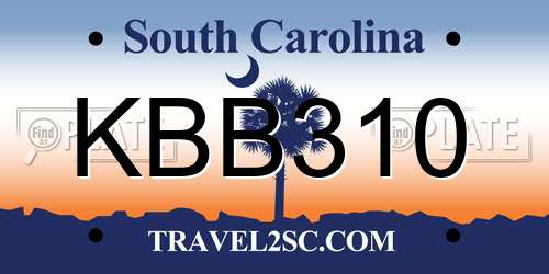 KBB310 South Carolina License Plate