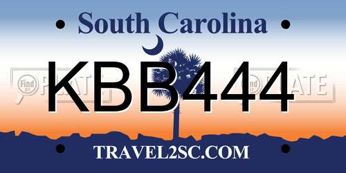 KBB444 South Carolina License Plate