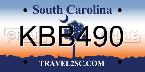 KBB490 South Carolina License Plate