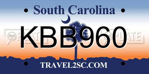 KBB960 South Carolina License Plate