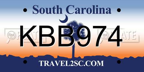 KBB974 South Carolina License Plate