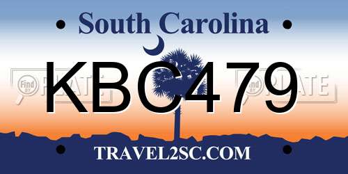 KBC479 South Carolina License Plate