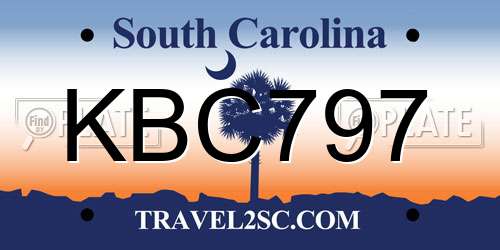 KBC797 South Carolina License Plate