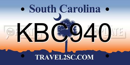 KBC940 South Carolina License Plate