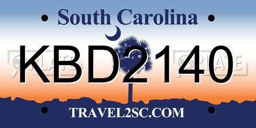 KBD2140 South Carolina License Plate