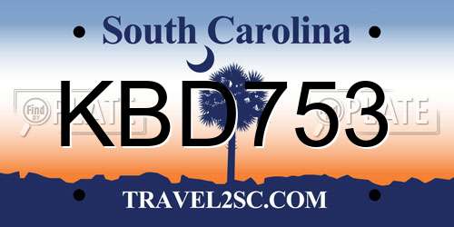 KBD753 South Carolina License Plate