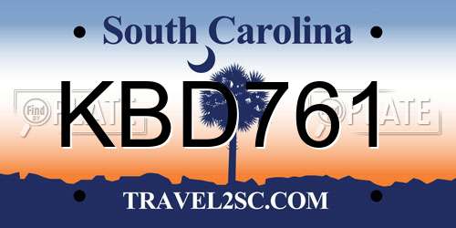 KBD761 South Carolina License Plate
