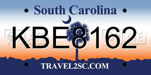 KBE8162 South Carolina License Plate