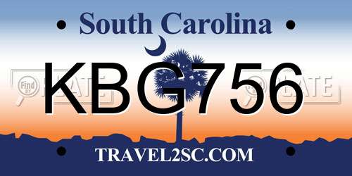 KBG756 South Carolina License Plate