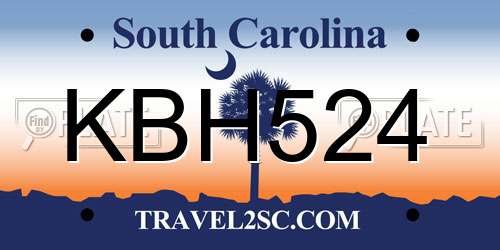 KBH524 South Carolina License Plate