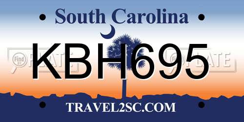 KBH695 South Carolina License Plate