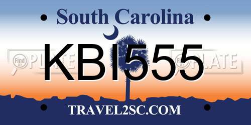 KBI555 South Carolina License Plate