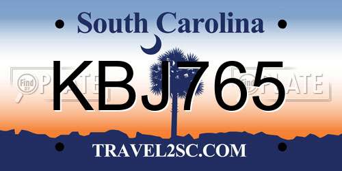 KBJ765 South Carolina License Plate
