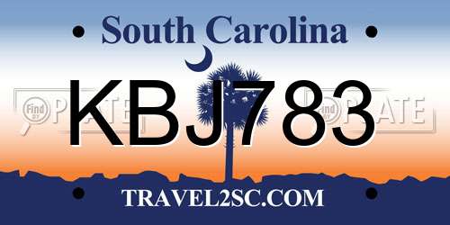 KBJ783 South Carolina License Plate