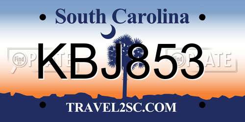 KBJ853 South Carolina License Plate