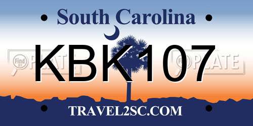 KBK107 South Carolina License Plate