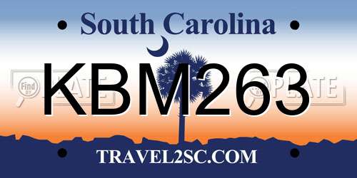 KBM263 South Carolina License Plate