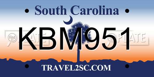 KBM951 South Carolina License Plate