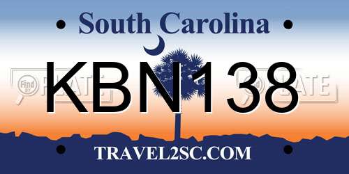 KBN138 South Carolina License Plate