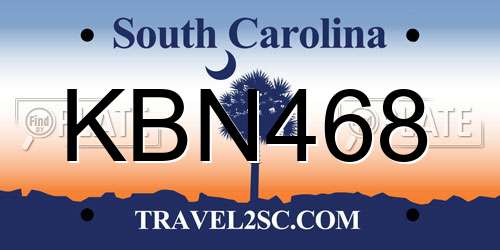 KBN468 South Carolina License Plate