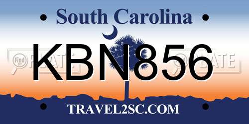 KBN856 South Carolina License Plate
