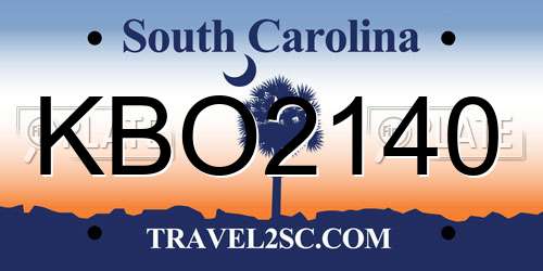 KBO2140 South Carolina License Plate