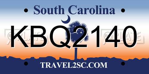 KBQ2140 South Carolina License Plate