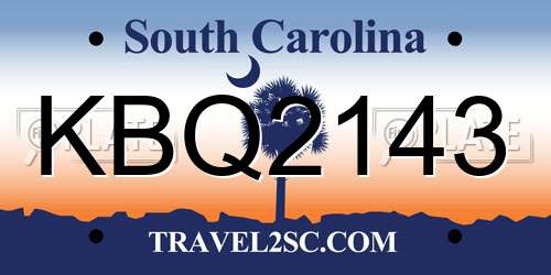 KBQ2143 South Carolina License Plate