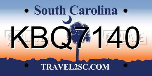 KBQ7140 South Carolina License Plate