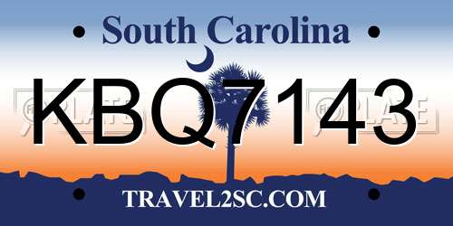 KBQ7143 South Carolina License Plate