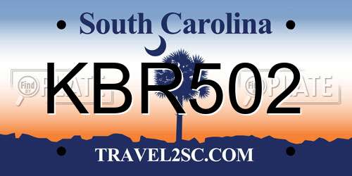 KBR502 South Carolina License Plate