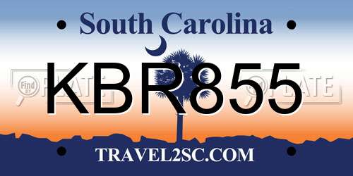 KBR855 South Carolina License Plate