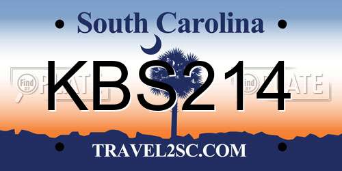 KBS214 South Carolina License Plate