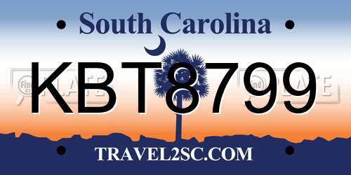 KBT8799 South Carolina License Plate