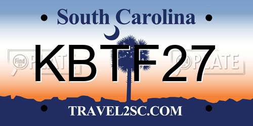 KBTF27 South Carolina License Plate