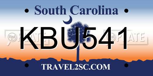 KBU541 South Carolina License Plate