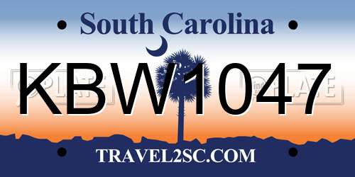 KBW1047 South Carolina License Plate