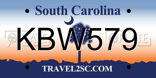 KBW579 South Carolina License Plate