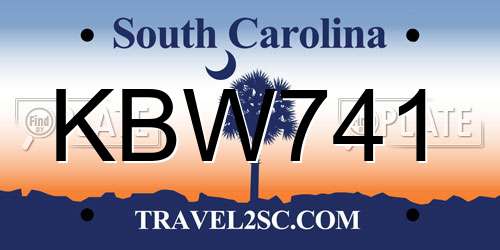 KBW741 South Carolina License Plate