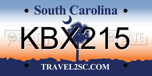 KBX215 South Carolina License Plate