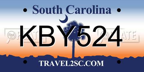 KBY524 South Carolina License Plate