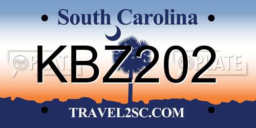 KBZ202 South Carolina License Plate