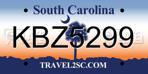 KBZ5299 South Carolina License Plate