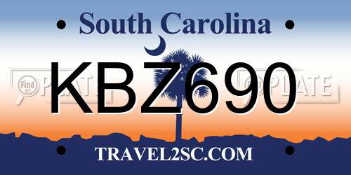 KBZ690 South Carolina License Plate