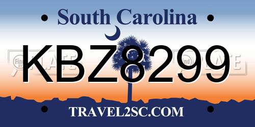 KBZ8299 South Carolina License Plate