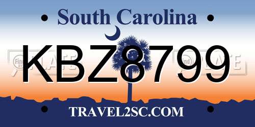 KBZ8799 South Carolina License Plate