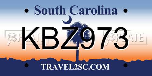 KBZ973 South Carolina License Plate