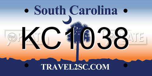 KC1038 South Carolina License Plate